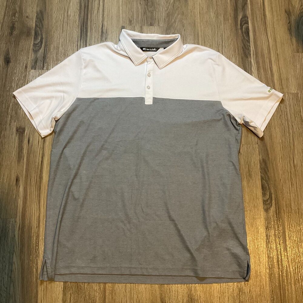 Travis Mathew Golf Polo‎ Shirt Size XXL OceanSide Blocked Pima Cotton White Gray